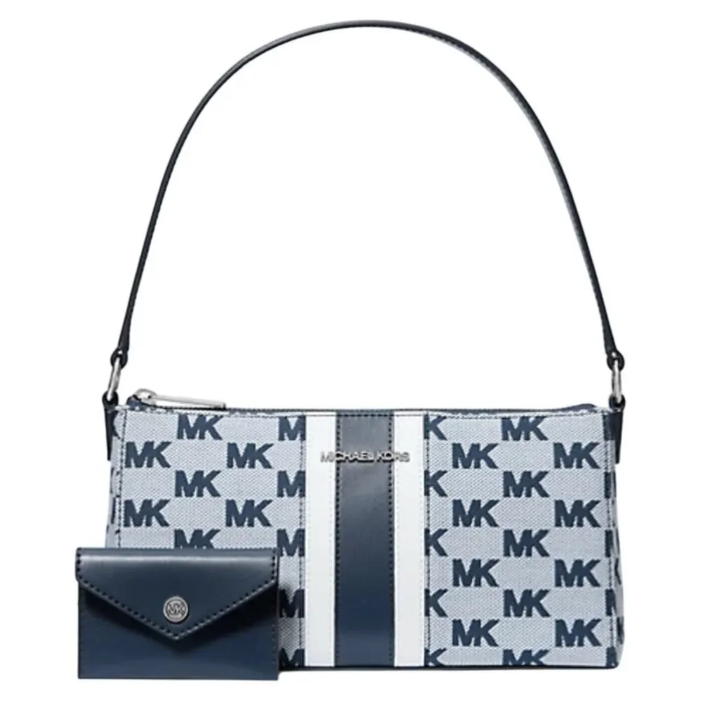 Michael Kors Vincent Logo Jacquard Pochette with Card Case NWT